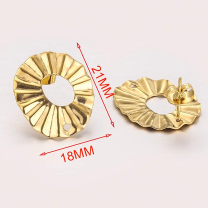 10pcs Lot Stainless Steel Gold Earrings Ripple Flower Hooks Posts Earrings Back for DIY Jewelry Making Supplies Wholesale Bulk