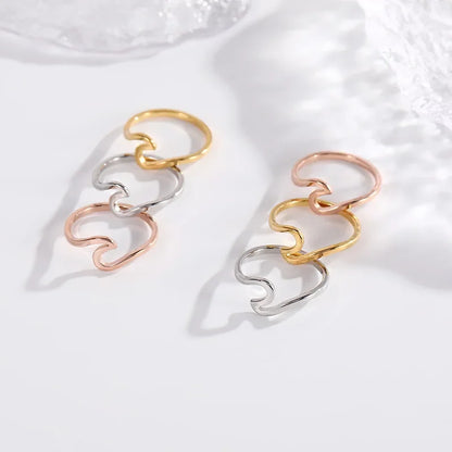 Stainless Steel Wave Rings for Women Men New Simple Design Sea Wave Shape Ring Size 5-10 Surf Wavy Jewelry Accessories