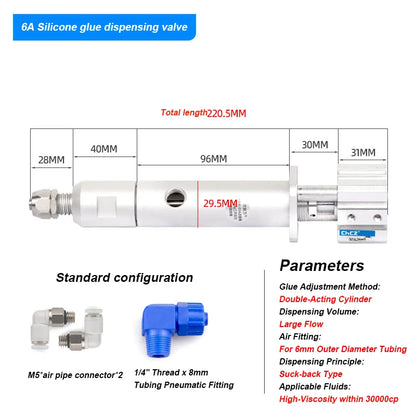 3131 Suck Back Large Flow Viscosity Adjustable Precision Glue Dispensing Valve