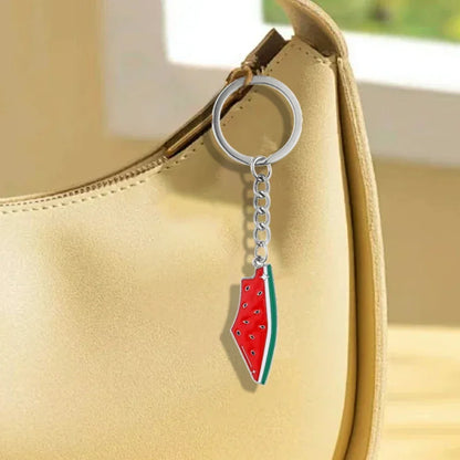 Simulation Watermelon Keychain Cute Summer Fruit Watermelon Pendant Keyring Car Backpack Key Holder Geometric Personalized Gift