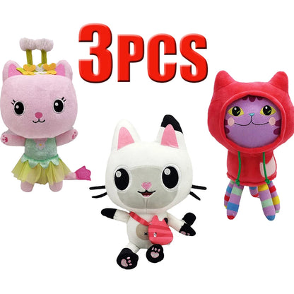 ##8-Piece Gabby Doll House Plush Toy Set 25cm Mermaid Cat Stuffed Animal Cartoon Doll Children's Christmas Gift