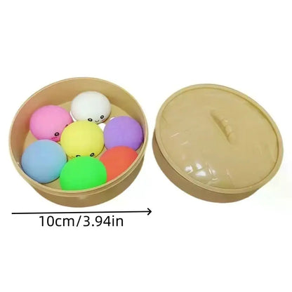 Prank Toy Soft Cute Dumplings Squishy With Steamer Squeezable Squishy Crystal Bun Pinch Food Shape Fidget Sensory Toy Kids Toy