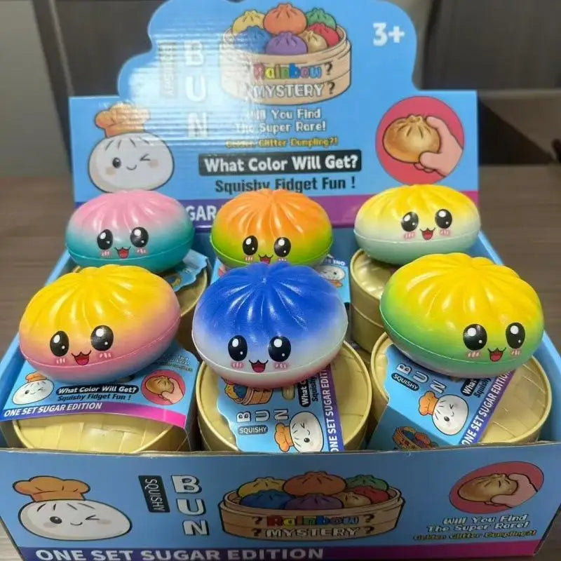 Mysteries Rainbow Squishy Dumplings Ornament Slow Rising Stress Relief Fidget Toys Desk Accessories Party Gift For Kids Adults