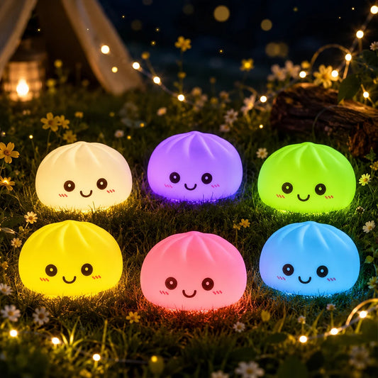 2027 New Dumpling Night Lights Glowing Dumplings Desktop Ornament Cute Glowing Dumpling Steamer Box Kawaii Dumpling Lights Gifts