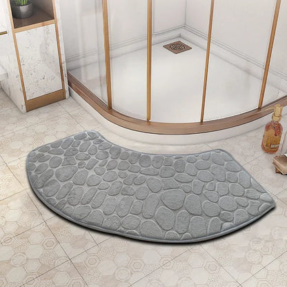 Curved Bathroom Mat — Non-Slip Pebble Texture