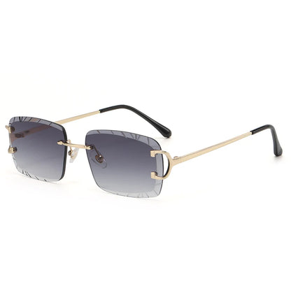 Fashion Square Rimless Glasses Trend Metal High-Hrade Men's And Women's Sunglasses Street Shot Travel Eyewear