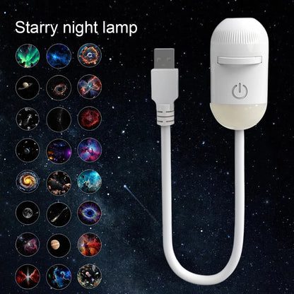 2-in-1 Mini Galaxy Star Projector Night Light USB 360° Rotatable LED Starry Sky Ambient Lamp Sleep Lighting for Bedroom Decor