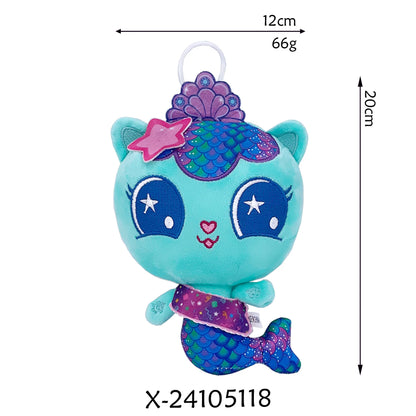 8pcs New Gabbys doll house Plush keychain Toy Mercat Cartoon Stuffed Animals Smiling Cat Car Cat Hug Gaby Girl Birthday Gift