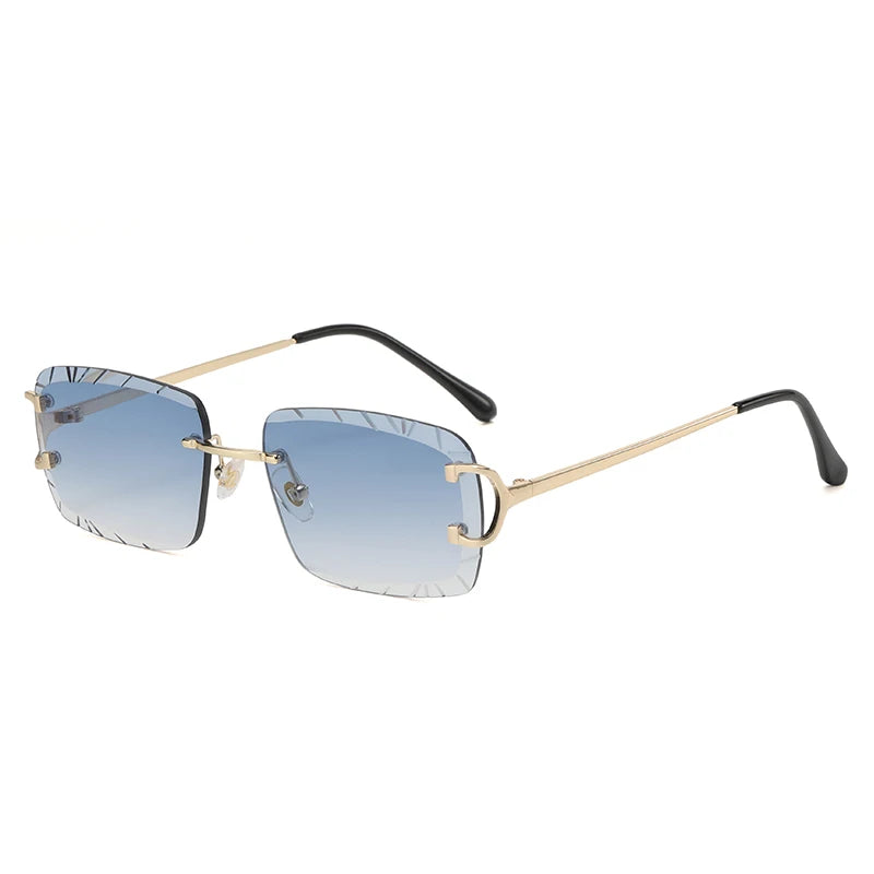 Fashion Square Rimless Glasses Trend Metal High-Hrade Men's And Women's Sunglasses Street Shot Travel Eyewear
