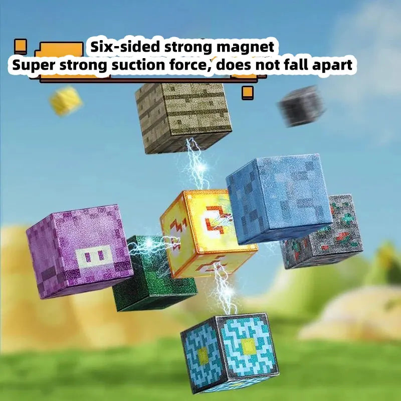Magnetic Building Blocks Montessori STEM Educational Sensory Toys for Mine World Kids Boys Girls Ages 3+ DIY Magnet Cube Gift