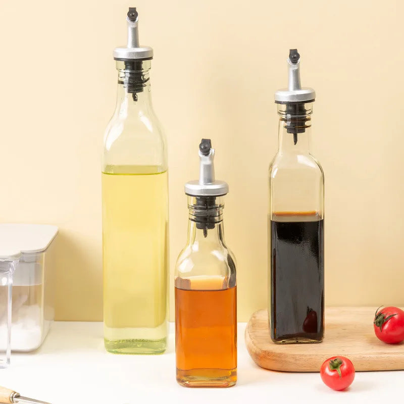 Square Glass Seasoning Bottle — Kitchen Oil & Vinegar Dispenser