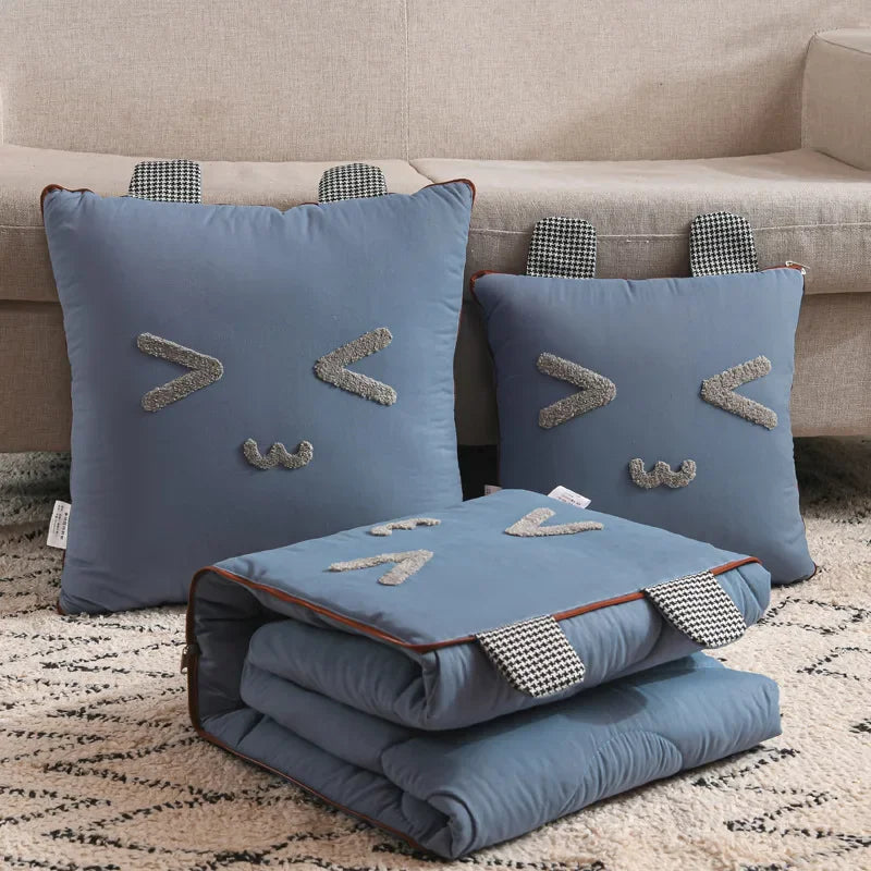 Car Cushion 2-in-1 Pillow Blanket Multi-Functional Sanding Cartoon Pillow Quilt Pillow Blanket