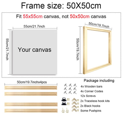 40x60 50x70 60x90 60x120 DIY Wood Frame Kit for Canvas Oil Painting Frame Bars Wood Frame for Diamond Painting Wall Art Frame