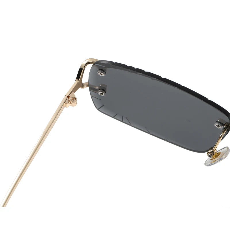 Fashion Square Rimless Glasses Trend Metal High-Hrade Men's And Women's Sunglasses Street Shot Travel Eyewear