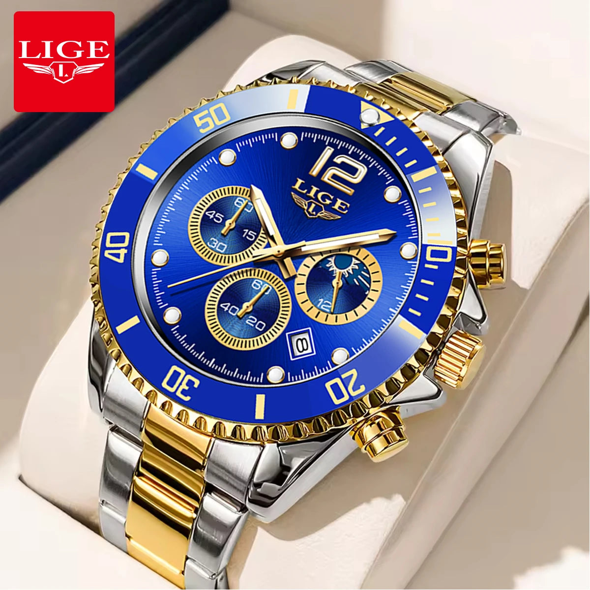LIGE New Mens Watches for Men Sport Waterproof Stainless Steel Quartz Watch Luxury Man Business Luminous Clock Relogio Masculino