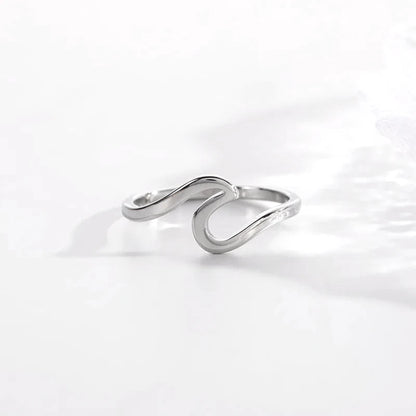 Stainless Steel Wave Rings for Women Men New Simple Design Sea Wave Shape Ring Size 5-10 Surf Wavy Jewelry Accessories
