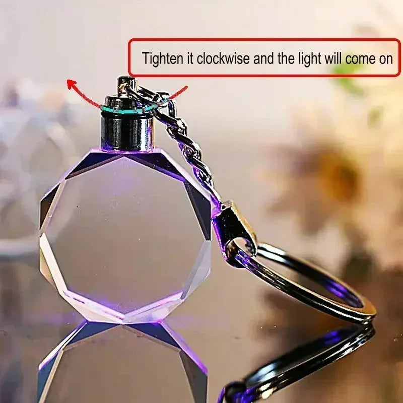 K9 Crystal Keyring with LED Light inside Crystal Blank Key Ring Commemorative Pendant Souvenir for Luminous Interior Accessories