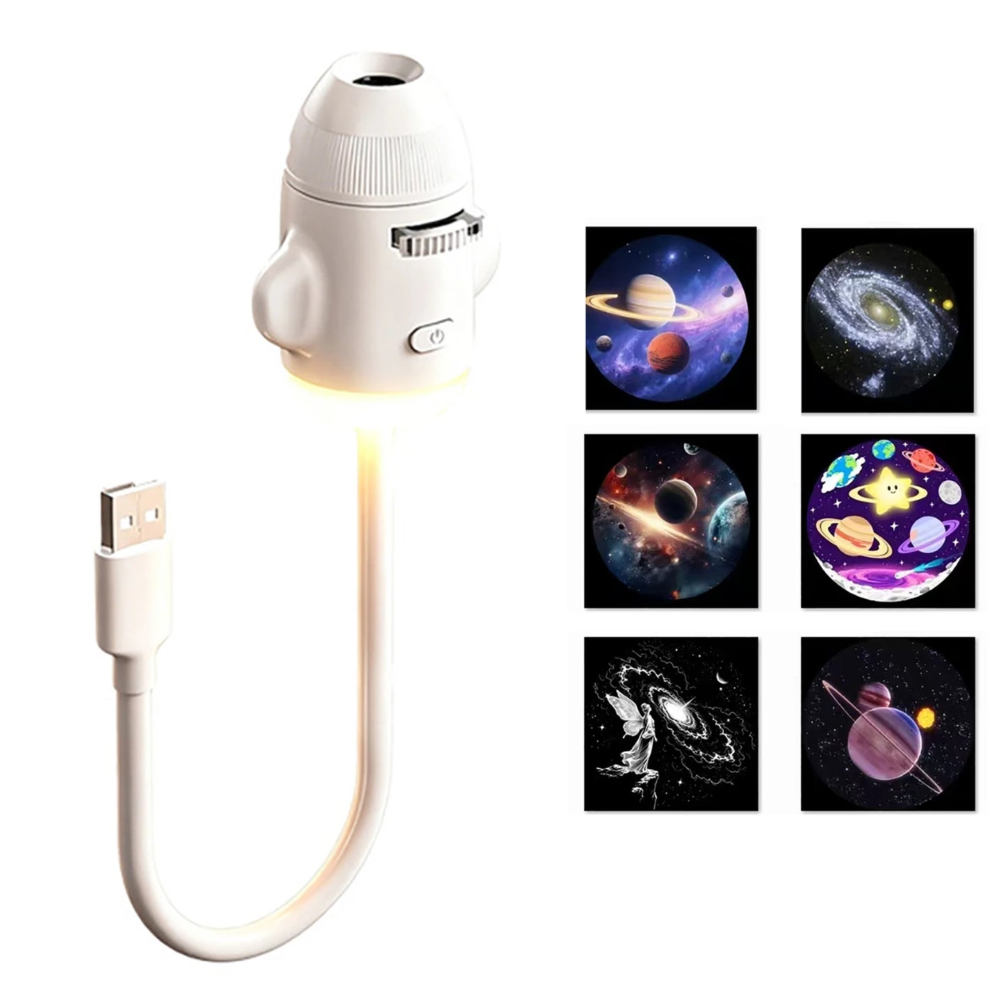 2-in-1 Rocket Galaxy Projection Light Adjustable Focus Ambient Star Projector Lights Car Projection Lamp Space Moon Night Light