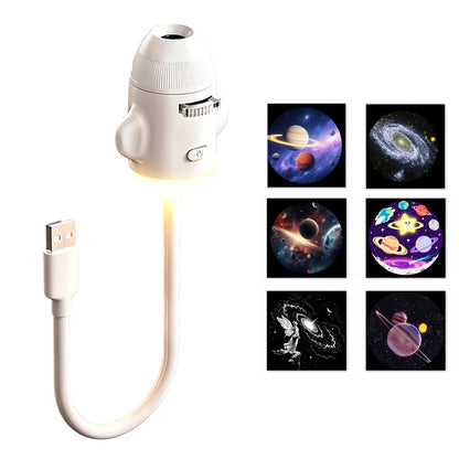 2-in-1 Rocket Galaxy Projection Light Adjustable Focus Ambient Star Projector Lights Car Projection Lamp Space Moon Night Light
