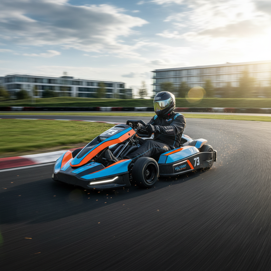 High-performance drift go-kart on outdoor terrain