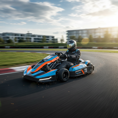 High-performance drift go-kart on outdoor terrain