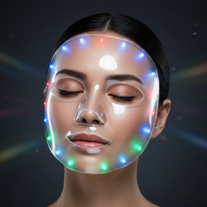 Close-up of 7-Color LED Face Mask showing light modes
